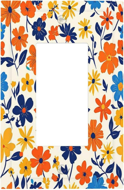 Nature Flowers Botany Plant Art Floral Decorative Outlet Covers 1 Gang Single Rocker Light Switch Cover Plate Wall Plates GFCI Faceplate for Bedroom Bathroom Decor