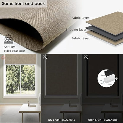 SmartWings Motorized Blinds Dual-Sided Cordless Smart Blackout Shades, Custom Size, Rechargeable Battery, Work with Matter/Apple HomeKit, Alexa, Thread/Zigbee, Remote Optional, Bouvardia Light Brown