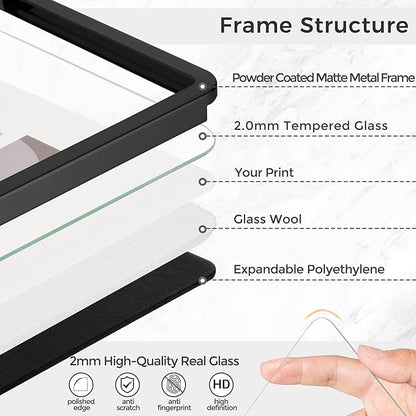Axeman 8x10 Picture Frame-Metal Rounded Corner Frame 8x10, 8''x10''Photo Frame with Tempered Glass,Tabletop and Wall Display, One-Piece 8 By 10 Metal Picture Frame for images, Black