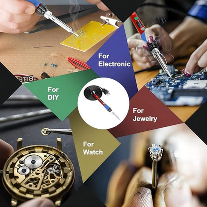 Soldering Iron Kit, 90W 110V LED Digital Soldering Iron with Ceramic Heater, Adjustable Temperature Soldering Welding Iron Kit, Auto-sleep, Thermostatic Design