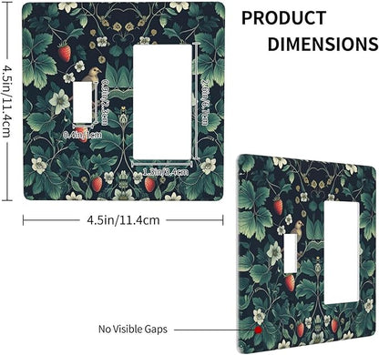 Outlet Covers Strawberry Birds Flowers Plant Morris Floral 1 Toggle 1 Rocker Combination Decorative Wall Plate Electrical Switch Plates Light Switch Cover Plate for Bedroom Farmhouse Decor