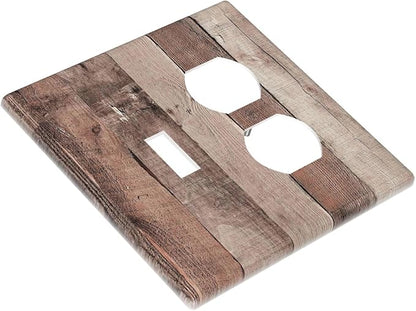 Wallplates Retro Wood Brown Farmhouse Barn Wooden 1 Toggle 1 Duplex Switch Plate Electrical GFCI Faceplate Decorative Light Switch Covers for Farmhouse Cabin Decor