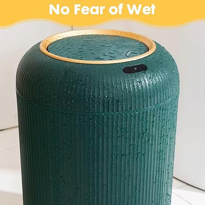 Bathroom Trash Can Automatic Touchless, 3 Gallon Smart Motion Sensor Garbage Can with Lid Electric Small Mini Trash Garbage Bin for Kitchen, Office, Toilet, Bedroom Diaper Trash Cans-Green