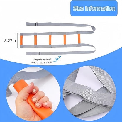 Bed Ladder Assist with Soft Handle Grips Assist Device with Handle Strap Sit Up Hoist Adjustable Length Assistant to Get Out of Bed for Seniors Handicapped Injured（Grey）