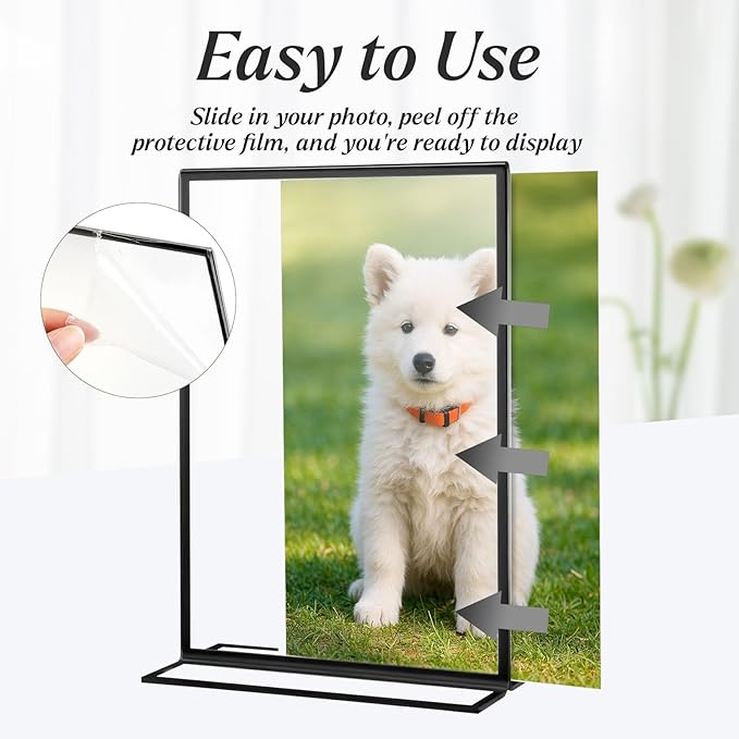 10 Pack 5x7 Acrylic Sign Holders, Double Sided Vertical Stand Clear Picture Frames, Wedding Table Numbers Frames for Party, Restaurant Signs and Office Photos, Black