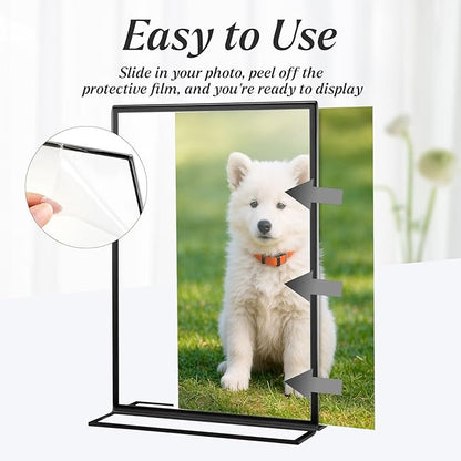 20 Pack 5x7 Acrylic Sign Holders, Double Sided Vertical Stand Clear Picture Frames, Wedding Table Numbers Frames for Party, Restaurant Signs and Office Photos, Black