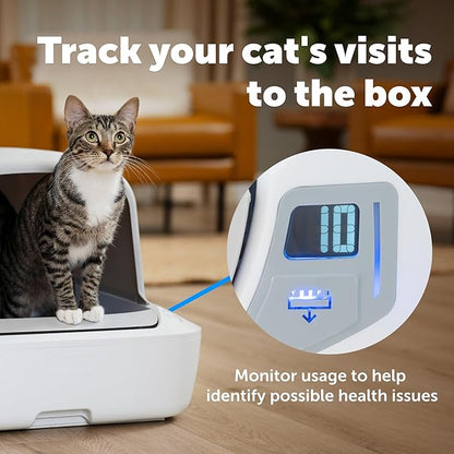 PetSafe ScoopFree Crystal Pro Self-Cleaning Cat Litter Box System – Enclosed Front-Entry – Advanced Odor Control – Includes 1 Disposable Crystal Litter Tray – White (PAL00-18017)