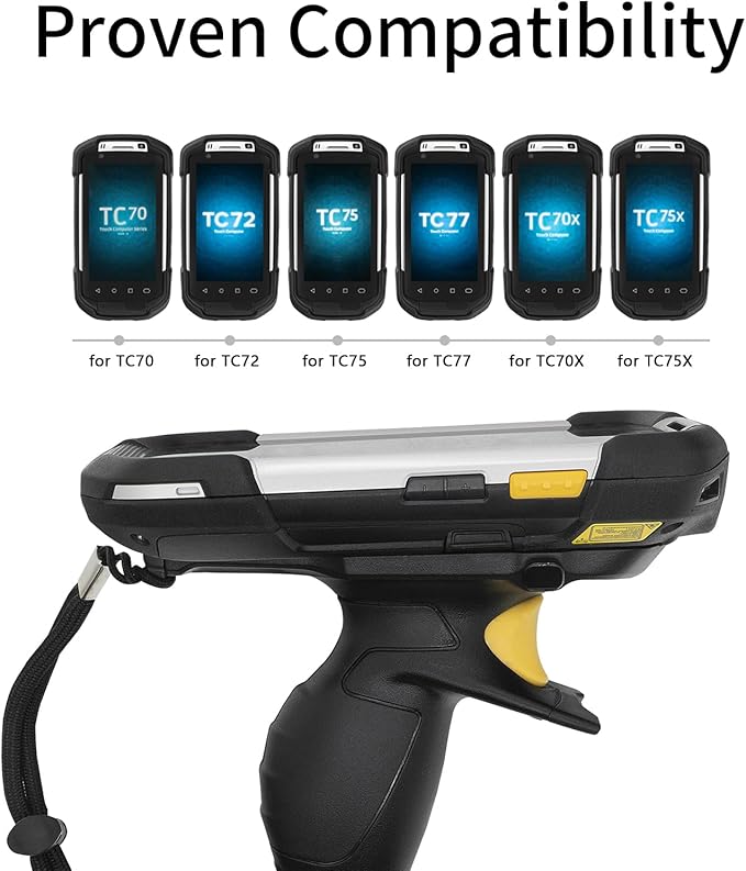 Trigger Handle for Zebra Symbol TC70 TC72 TC75 TC77 TC70x TC75x Handheld Barcode Scanner Mobile Computer - P/N: TRG-TC7X-SNP1-02 TRG-TC7X-SNP1-01 Secure Snap-On Design