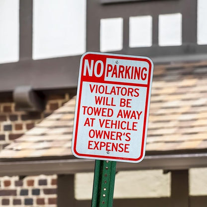GicnKeuz Large No Parking Signs,18x12 Inches Violators Will Be Towed Away at Vehicle Owner's Expense Signs, Engineer Grade Reflective Aluminum, Fade Resistant,Indoor or Outdoor Use (4-Pack)