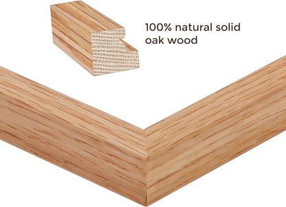 Natural Oak 8x10 Picture Frames Set of 3, Solid Oak Wood Frame, Matted to 5x7, Tempered Glass, Wall & Tabletop, 3 Pack
