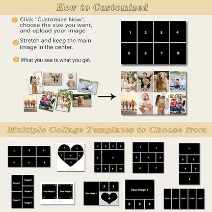 10 Picture Collage Canvas Prints Personalized Multi Photo Wall Art Custom Your Image to Canvas Customized Family Gifts Home Decor (Collage Photo-7, Framed)