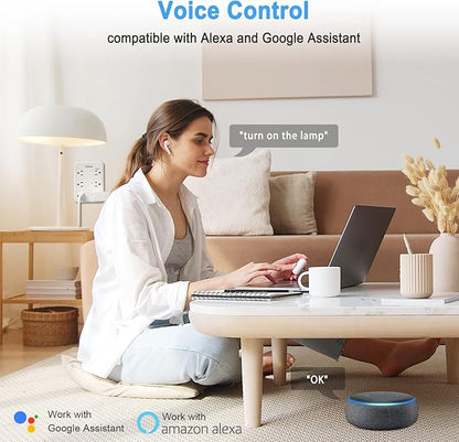 TESSAN Smart Power Strip with 6 Outlet 3 USB, WiFi Wall Smart Outlet Plug with 3 Remote Controll Outlets, Compatible with Alexa Google Assistant for Home Office, Only 2.4 GHz Wi-Fi