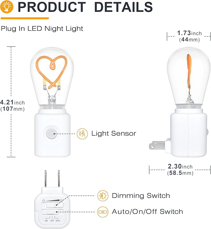 LED Night Light with Motion Sensor, Night Lights Plug into Wall, Dimmable Light Sensor, Home Decor for Kids Gifts, Halloween, Christmas, Holiday, Hallway Bedroom Kids Room, 1-Pack