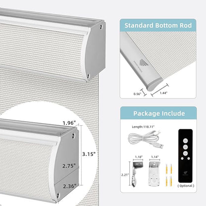 SmartWings Motorized Smart Blinds for Windows in Light Filtering, Electric Remote Roller Shades Compatible with Alexa/Google Home/Homekit, Custom Up to 110”W x 148”H, 5% Openness Aventus Ice
