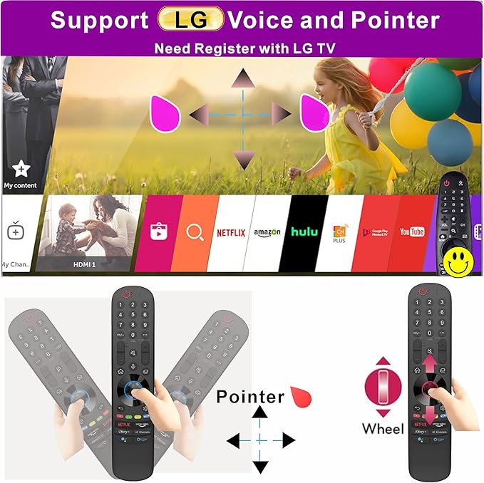 Alizen Replacement Remote Compatible with LG Remote Control for Smart TV 2024-2018 | Magic TV, Pointer, Voice Control, Bluetooth, MR18/19/20/21/22/23/24GA/GN, Alexa