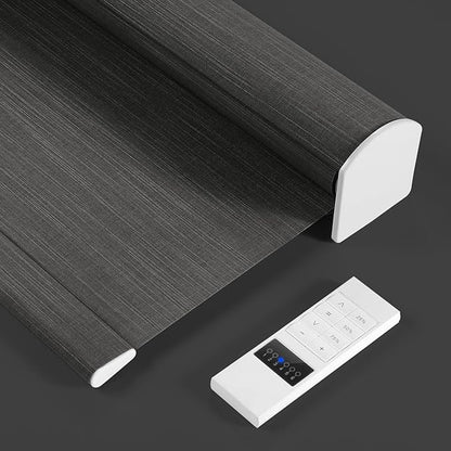 ZSTARR Motorized Light Filtering Roller Blinds with Remote Control,Rechargeable Smart Window Shades Compatible with Alexa Google via Hub,Fabric Wrapped Valance, Custom Size (Dim Gray)