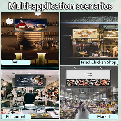 P6 Outdoor LED Business Sign 40"x18" - WiFi Programmable Scrolling Message Board with High Brightness, IP65 Waterproof Commercial Display for Store Front, Supports Text, Image, Video