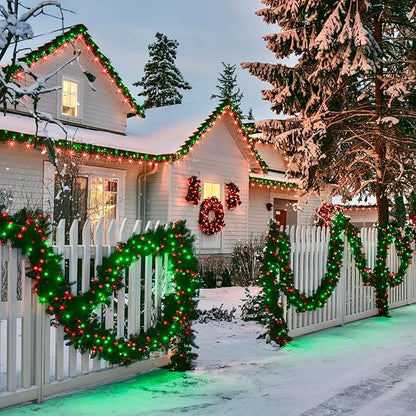 75.8 FT 200 LED Red and Green Christmas Lights Indoor Outdoor, Timer & Memory Function & 8 Modes, Extendable Green Wire, Waterproof Fairy Twinkle String Light for Xmas Tree Holiday Party Garden Yard