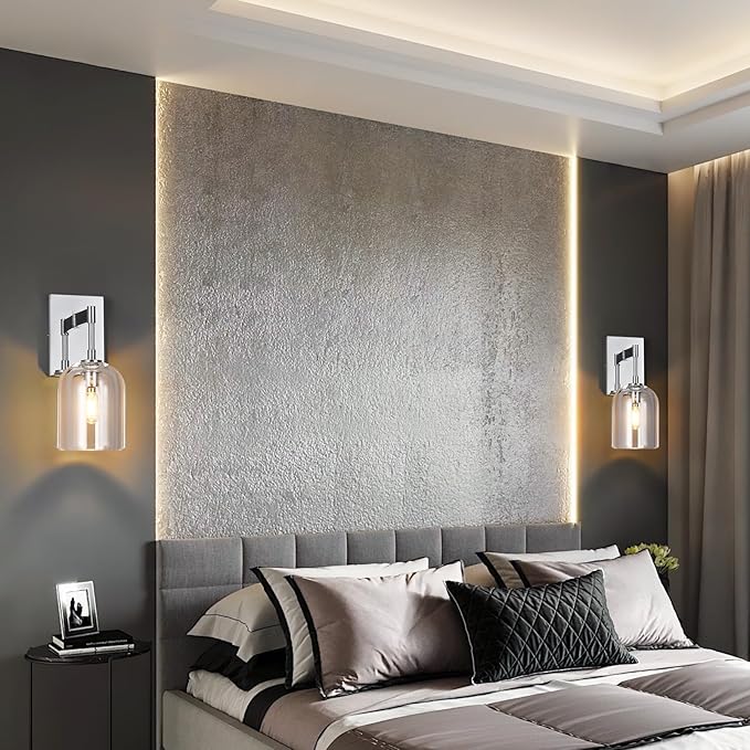 Modern Crystal Wall Sconces Indoor Chrome Wall Lamp Vanity Wall Lighting for Bathroom Bedroom Living Room Stair（1Pack）