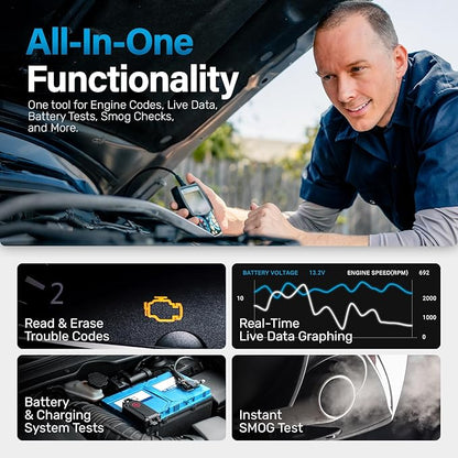 BLCKTEC 440 Bluetooth OBD2 Scanner Diagnostic Tool - Car Code Reader and Scanner for Car - Comes with Live Data - Battery/Charging System Test - Works for All OBD Compliant Cars 1996 & Newer