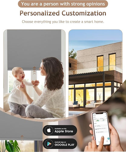 Kincmo Motorized Blinds with Remote,100% Blackout Motorized Roller Shades Work with Apple Homekit,Alexa,Google, Custom Electric Blinds with App,Voice Control (Vinyl Grey)