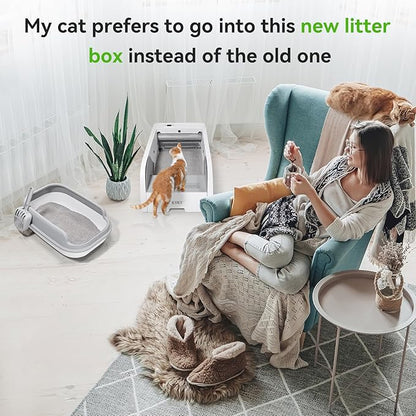S6 Self Cleaning Litter Box, Upgraded Automatic Cat Litter Box Self Cleaning That Can Use Clumping Cat Litter, Open Design with Cats Taking to It Immediately, Anti Pinch and Odorless(Light Gray)