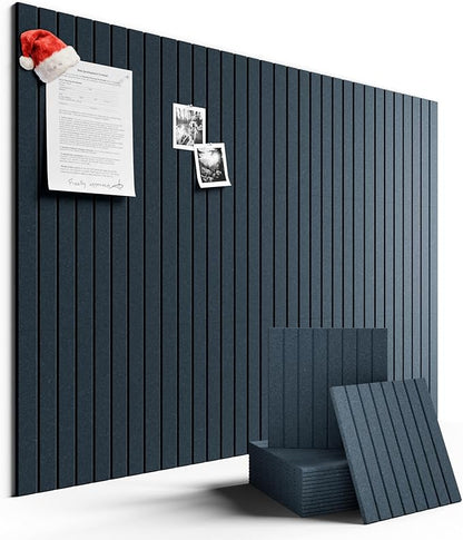 Large Felt Bulletin Board 48" x 36" Cork Board Alternative-12 Pack with 70 Safe Removable Adhesive Tabs, Cork Boards for Walls for Home Office Classroom Pin Board (Deep Charcoal Blue)