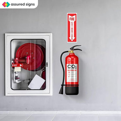 Fire Extinguisher Sign Sticker - 36 Pack - 4" X 12" - 5 Mil Vinyl - Bright Red White Colors - Durable Self Adhesive, Weatherproof, UV Protected - Ideal for Inside Office or Boat
