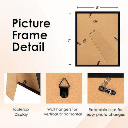 FIXSMITH 5x7 Picture Frame Set of 10, Black Photo Frames Bulk with HD Plexiglass, Display Pictures 4x6 with Mat or 5x7 Without Mat, Multi Picture Frames Collage for Tabletop or Wall Display