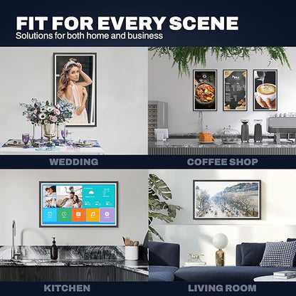 32 Inch FHD Extra Large Digital Picture Frame Touchscreen, 64GB FHD IPS WiFi Digital Photo Frame Remote, Share Photo/Video via Apps, Email, Auto-Rotate, Black Wood Pattern
