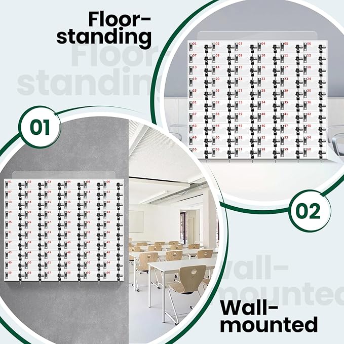 Cell Phone Storage Locker 60 Slots Acrylic Material with Door Locks and Keys, Wall-Mounted Cell Phone Storage Cabinet for Office Classroom Gym Firms, Lockers for Storage, Clear (60 Slots)