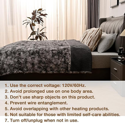 Bearhug Electric Blanket King Size 100"x 90", Dual Controllers Heated Blanket, Reversible Faux Fur & Sherpa, Over-Heat Protect, 10 Heating Levels, ETL, Machine Washable