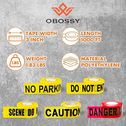 Caution Warning Tape – 3 Inch x 1000 Feet | Bright Safety & Hazard Tape with Bold Black Text for Construction, Events, and Dangerous Areas (Caution, 2 Pack)