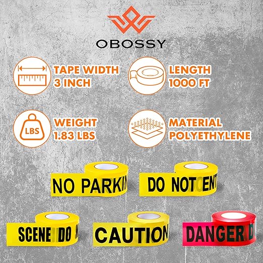 Caution Warning Tape – 3 Inch x 1000 Feet | Bright Safety & Hazard Tape with Bold Black Text for Construction, Events, and Dangerous Areas (Caution, 1 Pack)
