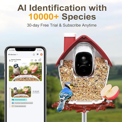 birdsnap® P33 - Smart Bird Feeder with Camera Solar Powered, 2K Video Bird Camera Feeder Live with 32GB Card, AI Identify Feather Species, Auto Record in Backyard, Ideal Gift for Birds Lover