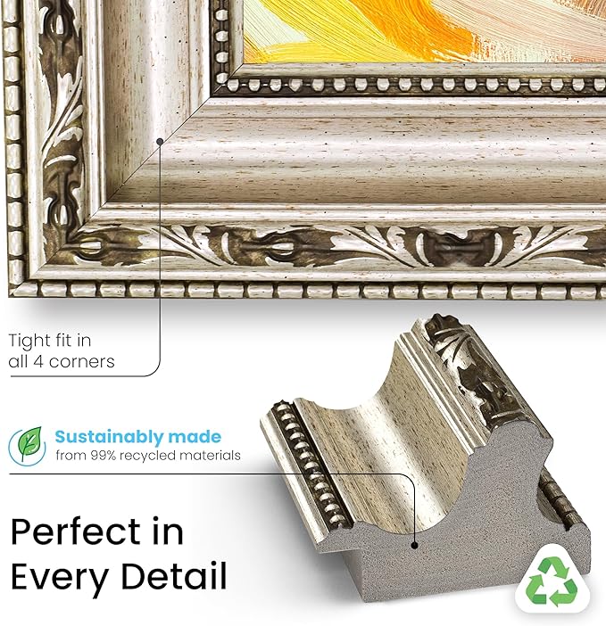 Ornate Silver 32" Premiere Deco TV Frame - Compatible ONLY with Samsung The Frame TVs (Fits 2021-2025, LS03A, LS03B, LS03C, LS03D, LS03FA)