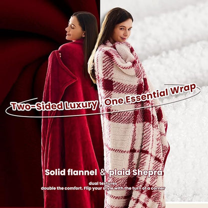 Heated Electric Blanket Twin Size - 62"x84" Flannel Heating Blanket with 10 Heating Levels & 5 Time Settings Over-Heat Protection, Winter Warmer for Adults with ETL Certification（Red）