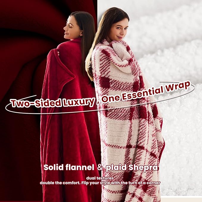 Heated Electric Blanket King Size - 100"x90" Flannel Heating Blanket with 10 Heating Levels & 5 Time Settings Over-Heat Protection, Winter Warmer for Adults with ETL Certification（Red）