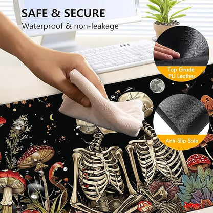 Heated Mouse Pad with 3 Levels Heated & 3 Hours Auto Shut-Off Mouse Pad for Warming Hands in Office Home, 23.6" x 14.2"Large Safe Desk Mat Hand Warmer，Kiss Skull