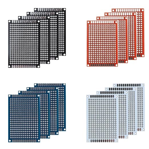 20 Pcs(4x6cm) Double Sided PCB Board Prototype Kit Soldering 4 Colour Universal Printed Circuit Board for DIY Soldering and Electronic Project