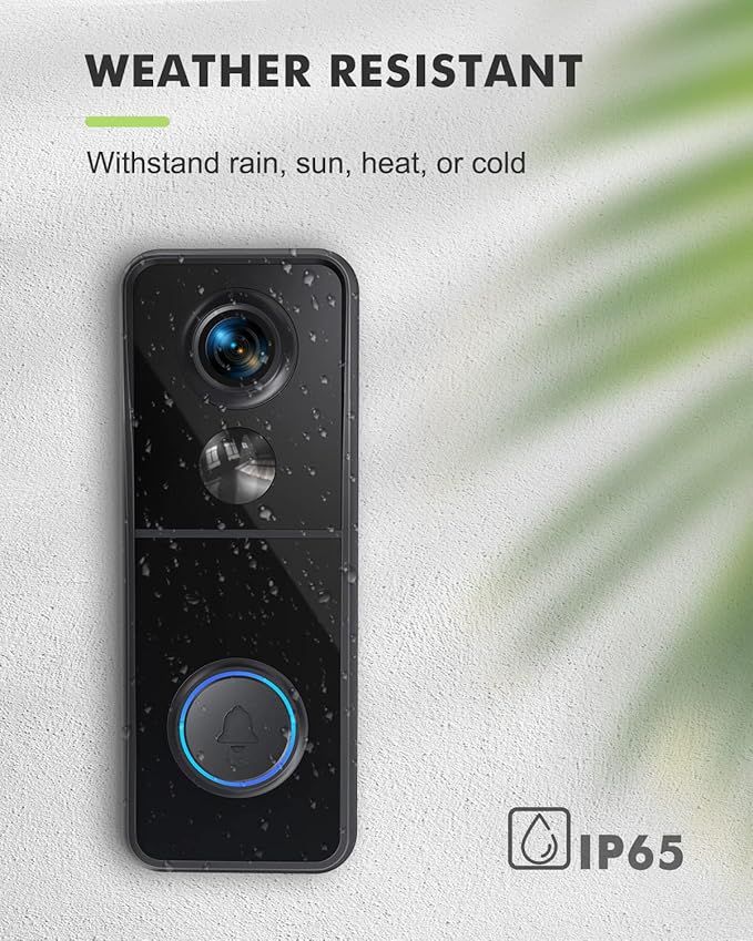MUBVIEW Doorbell Camera Wireless with Chime, Video Doorbell - No Subscription, Voice Changer, Motion Zones Customization, 1080HD, PIR Human Detection, 2.4Ghz WiFi, Battery-Powered Smart Doorbell
