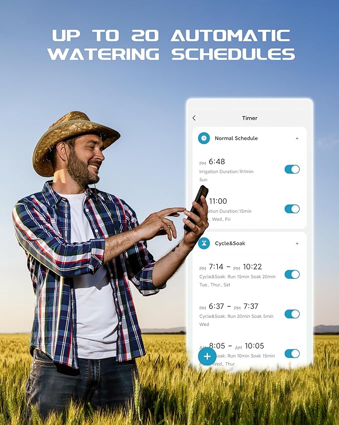 RAINPOINT WiFi Water Timer, Brass Inlet Smart Hose Faucet Timer, Automatic Irrigation System Controller for Yard Watering, APP Control via 2.4Ghz WiFi and Bluetooth (V2, 2025 Release)