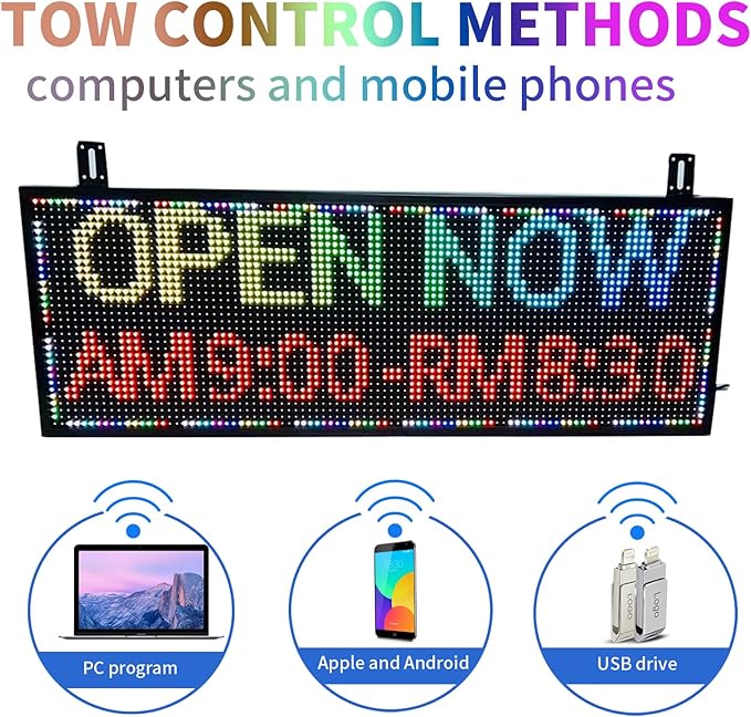 Scrolling Programmable Led Sign Outdoor Digital Word Led Pantalla Para Publicidad Usb Wifi Bright Advertising Enabled Control Display Small Message Board Lights 39"×14"