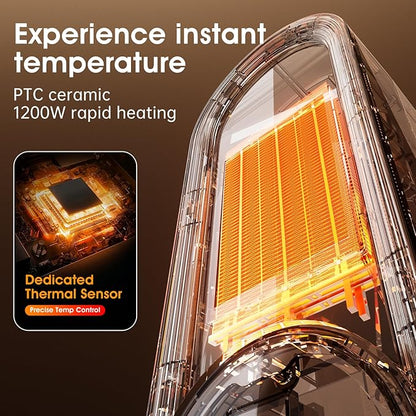 Space Heater Indoor - Energy Efficient Portable Heater with Adjustable Thermostat,1200W PTC Rapid Heating Ceramic Technology with Remote,Intelligent Timing