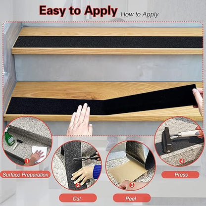 S&X 12” x 33' Anti Slip Grip Tape – Non-Slip Skid Tape for Skateboards, Outdoor Stair Treads, Wooden Steps, and Exterior Tread Strips – Waterproof, Durable, Strong Adhesive, High Traction Safety Tape