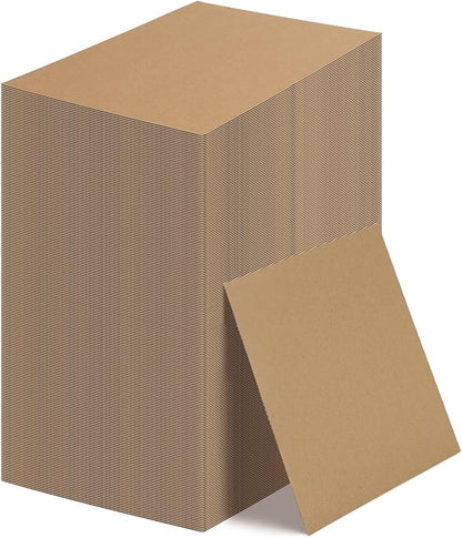 Calenzana 8x10 Browm Corrugated Cardboard Sheets, Flat Card Boards Inserts for Crafts, Packing, Shipping, Moving, Mailing, 200 Pack
