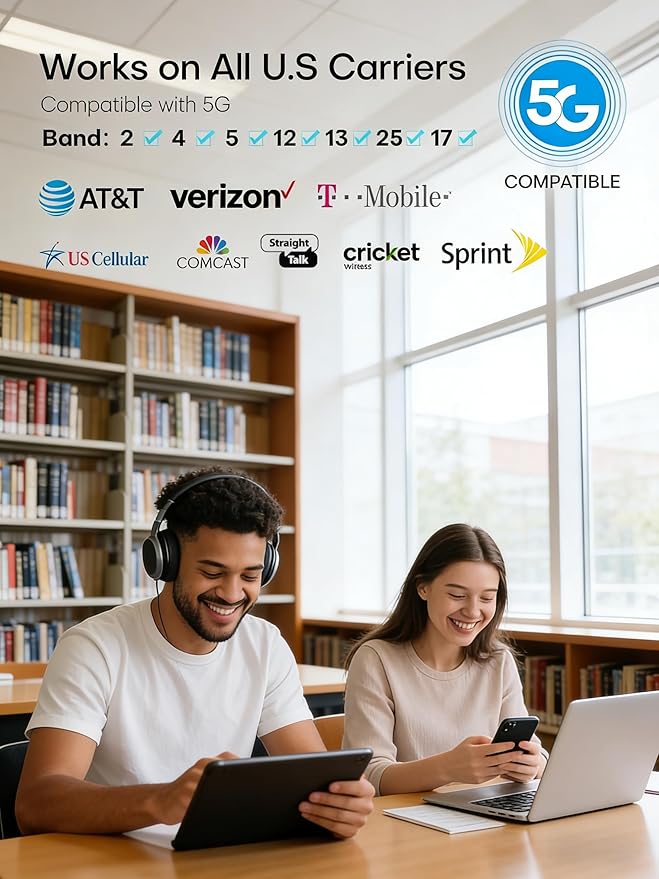 Cell Phone Booster for Home Office | Up to 2500 Sq Ft | Cell Phone Signal Booster Boosts 5G, 4G LTE for All U.S. Carriers—Verizon, AT&T, T-Mobile&More | App Support | FCC Approved