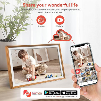 Frameo Digital Picture Frame 10.1" HD IPS Anti-Glare Touch Screen Load Photos & Videos Directly from Phone Ideal for Thoughtful Gifting Small and Exquisite - Rose Bronze