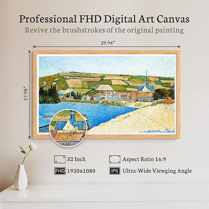 BSIMB 32 Inch Large Digital Picture Frame, Touchscreen 64GB 1920x1080 WiFi Photo Frame Electronic Display Remote Control, Share Pictures/Videos via Free App/USB/SD Easy Setup Gifts for Mom, Light Wood