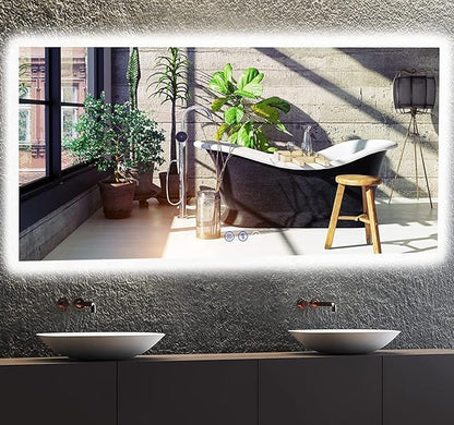60 x 30 Inch LED Mirror for Bathroom Wall Large Backlit Mirror 60 Inch Lighted Vanity Mirror with Lights 3 Color Dimmable Antifog Horizontal Vertical Bathroom Smart Lightup Wall Vanity Mirror